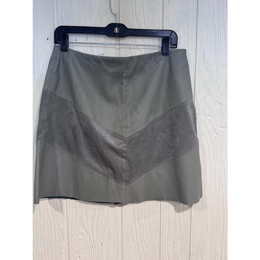Zara Faux Leather and Suede A Line Mini Skirt Gray Large